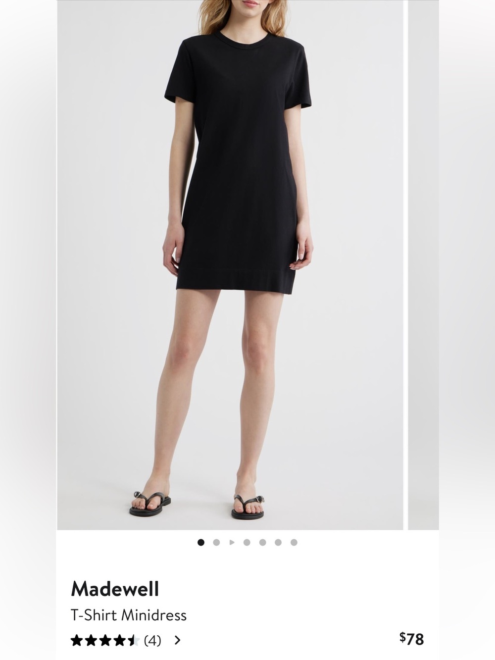 NWOT Madewell Black T‑Shirt Dress